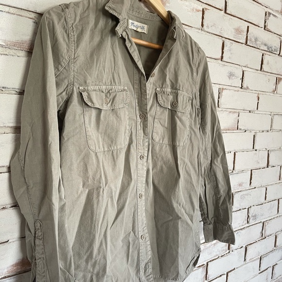 Madewell army green button down utility shirt - Picture 3 of 5